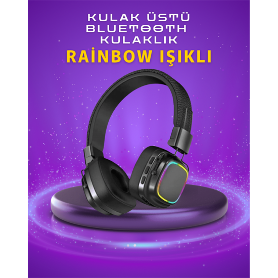 Renkli Işık Efektli Bluetooth 5.3 Müzik Kulaklığı