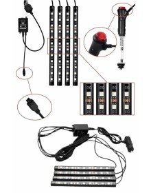 RGB Işıklı Araç İçi Aydınlatma Kumandalı 12'li Led Işık Renk Değiştirebilen