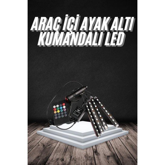 RGB Işıklı Araç İçi Aydınlatma Kumandalı 12'li Led Işık Renk Değiştirebilen
