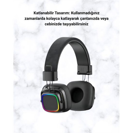 RGB Işıklı Katlanabilir Bluetooth 5.3 Kulak Üstü Kulaklık