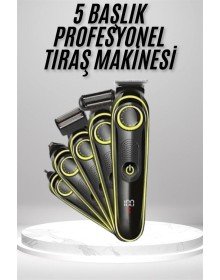 Saç Sakal Vücut Tıraş Makinesi 5in1 Kablosuz Burun Kulak Tıraş Makinesi