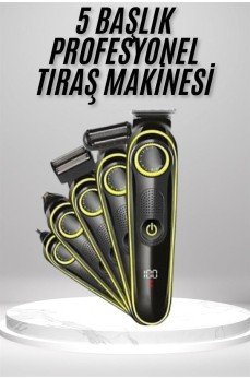 Saç Sakal Vücut Tıraş Makinesi 5in1 Kablosuz Burun Kulak Tıraş Makinesi