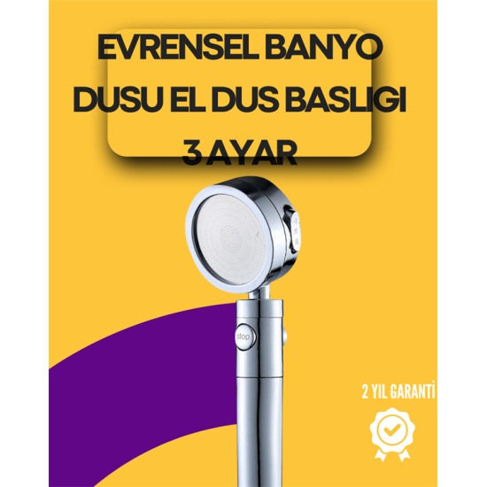 Sağlam Metal Hortum Bağlantılı, 360° Hareketli Duş Başlığı