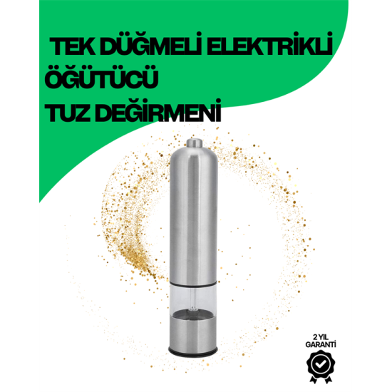 Şeffaf Hazneli Elektrikli Tuz Karabiber Öğütücü Pilli Taşınabilir Mutfak Aleti
