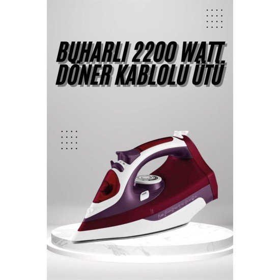 Seramik Tabanlı Kırmızı 2200 Watt Şok Buharlı Ütü Seramik Tabanlı Kırmızı 2200 Watt Şok Buharlı Ütü