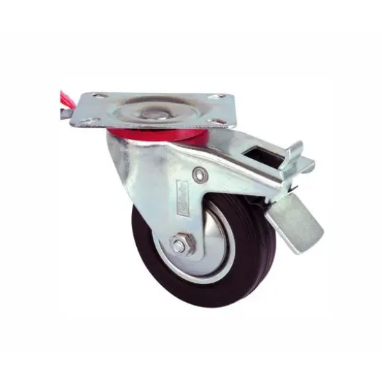 Servis Tekeri - Tablalı Frenli Siyah Döner - Çap 150 mm Servis Tekeri - Tablalı Frenli Siyah Döner - Çap 150 mm