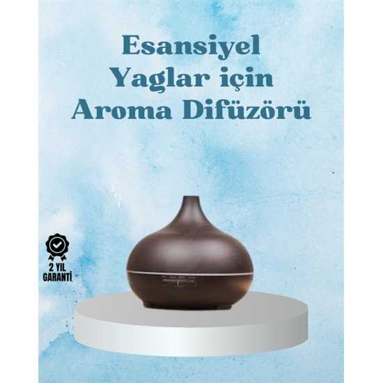 Sessiz Çalışan Aromaterapi Difüzörü – 4 Zaman Ayarlı, 7 Renkli Işık Seçeneği
