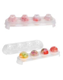 Silikon Tabanlı 4 Bölmeli Şeffaf Buz Kalıbı Yuvarlak Buzluk