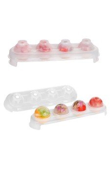 Silikon Tabanlı 4 Bölmeli Şeffaf Buz Kalıbı Yuvarlak Buzluk