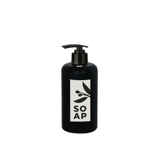 Sıvı Sabunluk Yuvarlak Plastik Pompalı 500 ML - Siyah