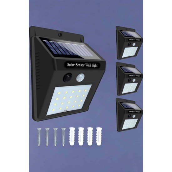 Solar Lamba Giriş, Bahçe Yol Avlu Hareket Sensörlü Led Parlak Gece Su Geçirmez