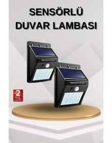 Solar Sensörlü Duvar Lambası Bahçe Lamba 20 Led Işık