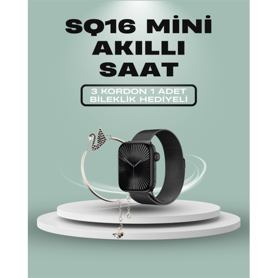 SQ-16 Mini Series 10 Akıllı Saat – 3 Kordon + Hediye Bileklik SQ-16 Mini Series 10 Akıllı Saat – 3 Kordon + Hediye Bileklik