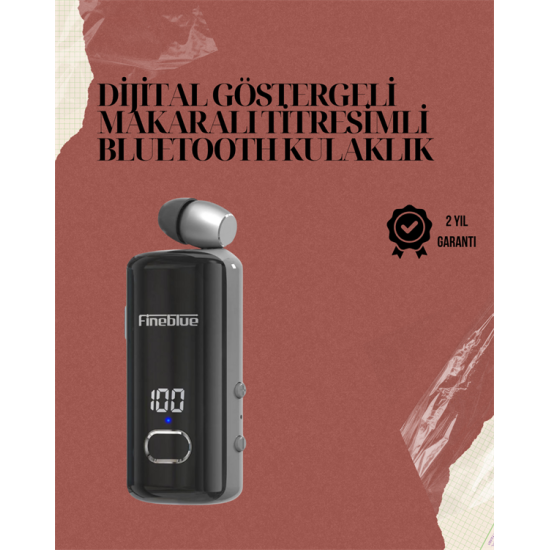 Su Geçirmez Fineblue F580 Kulaklık – Dijital Ekranlı, Klipsli, Geri Çekilebilir Kablo ve Gürültü Engelleme Özellikli