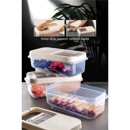 Sürgülü Kapaklı 7.5 LT Erzak Bakliyat Un Şeker Saklama Kabı Sürgülü Kapaklı 7.5 LT Erzak Bakliyat Un Şeker Saklama Kabı