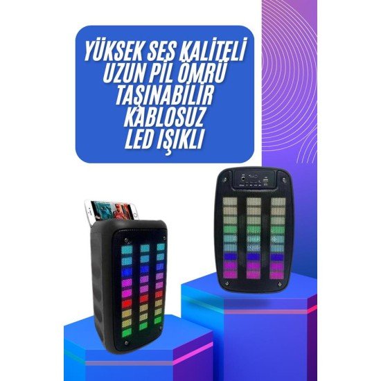 Taşınabilir 6.5 inç LED Bluetooth Kareoke Hoparlör RGB Işıklı Radyolu Taşınabilir 6.5 inç LED Bluetooth Kareoke Hoparlör RGB Işıklı Radyolu