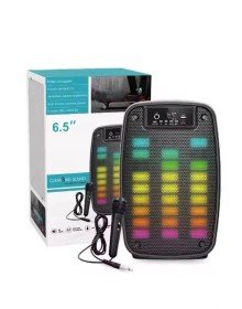 Taşınabilir 6.5 inç LED Bluetooth Kareoke Hoparlör RGB Işıklı Radyolu