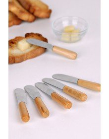Tereyağı Bıçağı - Mini Spatula Ahşap Saplı 6 Adet