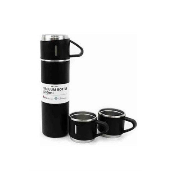 Termos Paslanmaz Çelik Termos Siyah Renk 3 Bardaklı Termos Seti Termos Paslanmaz Çelik Termos Siyah Renk 3 Bardaklı Termos Seti