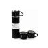 Termos Paslanmaz Çelik Termos Siyah Renk 3 Bardaklı Termos Seti