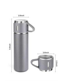 Termos Seti Paslanmaz Çelik 3 Bardaklı Vakumlu Termos Set 500 Ml 12 Saate Kadar Isı Koruma