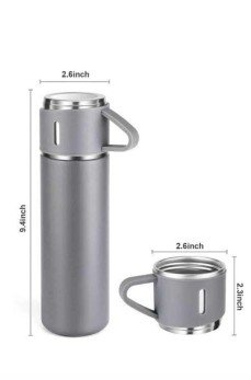 Termos Seti Paslanmaz Çelik 3 Bardaklı Vakumlu Termos Set 500 Ml 12 Saate Kadar Isı Koruma Termos Seti Paslanmaz Çelik 3 Bardaklı Vakumlu Termos Set 500 Ml 12 Saate Kadar Isı Koruma