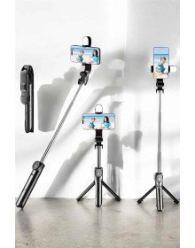 Tripod Kablosuz Bluetooth Bağlantılı Selfie Çubuğu 360 Derece Dönebilen