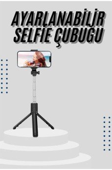 Tripod Selfie Çubuğu Bluetooth Kumandalı Kablosuz Led Işıklı