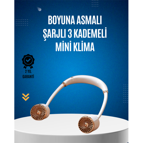 USB Şarjlı Boyun Fanı | Hafif, Katlanabilir, Taşınabilir, Düşük Gürültülü Fan