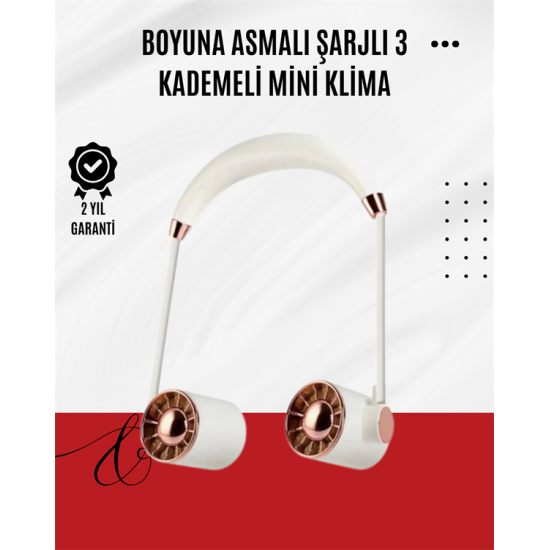 USB Şarjlı Katlanabilir Boyun Fanı | 3 Kademeli, Sessiz ve Taşınabilir Tasarım