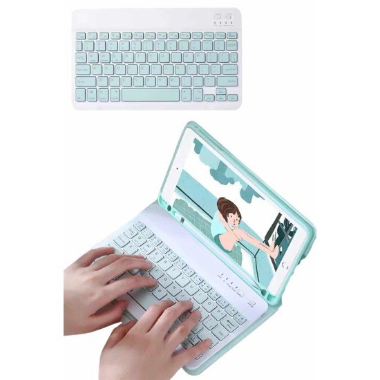 Uyumlu Kablosuz Bluetooth Şarj Edilebilir Mini Q Klavye Uyumlu Kablosuz Bluetooth Şarj Edilebilir Mini Q Klavye