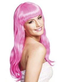 Uzun Peruk Saç - Toz Pembe