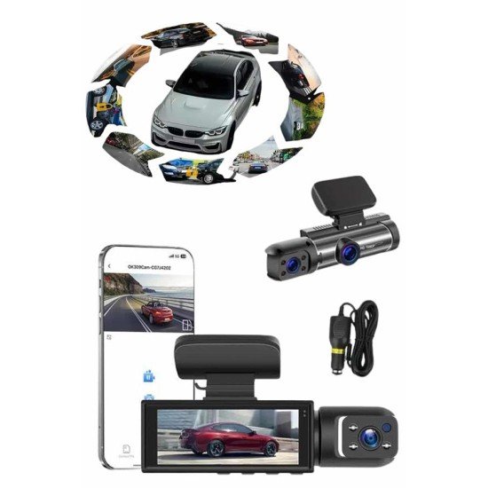 Video ve Fotoğraf Kaydedici Sürüş Kamerası Ön ve Arka Çift Kameralı