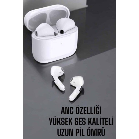 Beyaz Yeni Nesil Pro Bluetooth Kulaklık Yüksek Ses Kaliteli ANC Özelliği