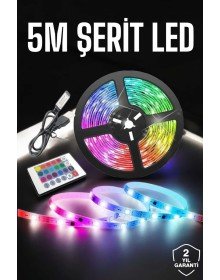 Led Işık 5 Metre Şerit Led RGB Işıklı