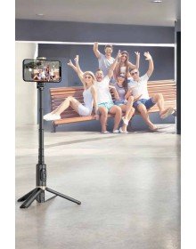 Selfie Çubuğu Tripod Kumandalı Telefon Tutucu Siyah