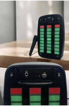 Kablosuz Bluetooth Hoparlör Taşınabilir 6.5 inç LED Işık Kareoke