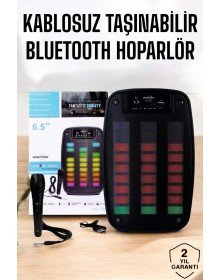 Kablosuz Bluetooth Hoparlör Taşınabilir 6.5 inç LED Işık Kareoke