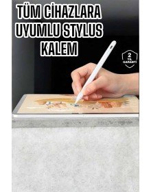 Dokunmatik Kalem Beyaz Şarjlı Yedek Uçlu Android ve İOS Uyumlu