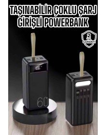 Powerbank 60.000 MAH 4 Portlu Uzun Şarj Süreli Dijital Göstergeli