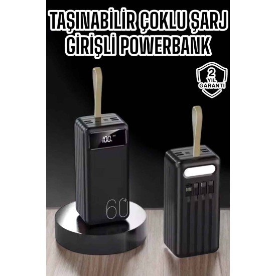 Powerbank 60.000 MAH 4 Portlu Uzun Şarj Süreli Dijital Göstergeli Powerbank 60.000 MAH 4 Portlu Uzun Şarj Süreli Dijital Göstergeli