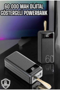 Powerbank 60.000 Mah Hızlı Şarj 4 Çıkışlı Uzun Şarj Süreli Dijital Göstergeli