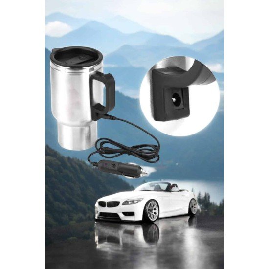 Araç İçi Çelik Su Isıtıcı Termos Bardak Çakmak Girişli Kupa Görünümlü
