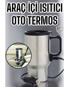 Araç İçi Çelik Su Isıtıcı Termos Bardak Çakmak Girişli Kupa Görünümlü