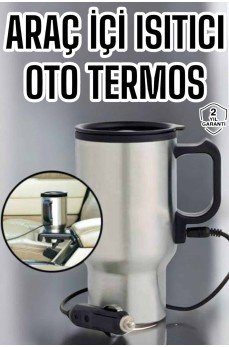 Araç İçi Çelik Su Isıtıcı Termos Bardak Çakmak Girişli Kupa Görünümlü