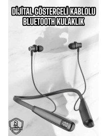 Dijital Göstergeli Kulak İçi Kablosuz Bluetooth Kulaklık Boyun Bantlı