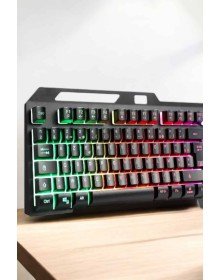Led Işıklı  Klavye Usb Girişli RGB Işıklı Q Klavye Mouse Hediyeli