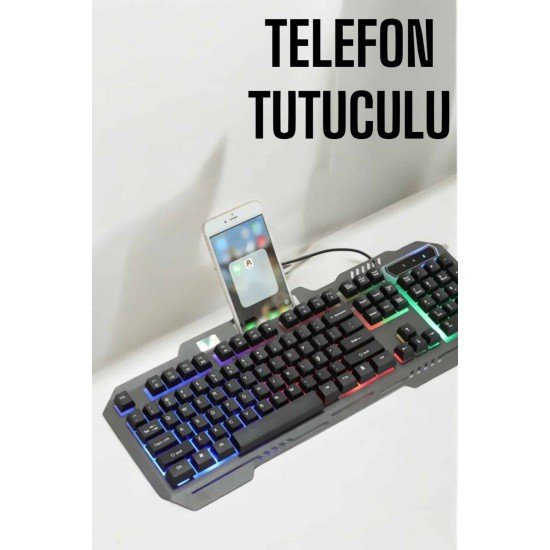 Klavyesi Q Klavye RGB Işıklı Mouse Hediyeli