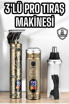 Tıraş Makinesi Üç Başlıklı Saç Sakal ve Vücut Tıraşına Uygun