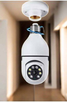 Wifi Kamera Duylu Ampul Görünümlü 360 Derece Dönebilen Ev Kamerası Wifi Kamera Duylu Ampul Görünümlü 360 Derece Dönebilen Ev Kamerası